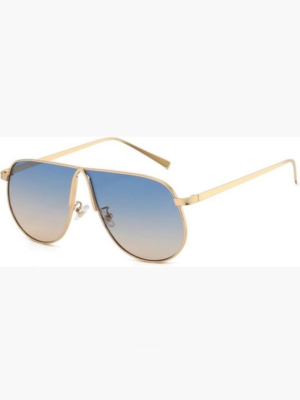 Gold Frame Blue Gradient Aviator Sunglasses - Women Accessories